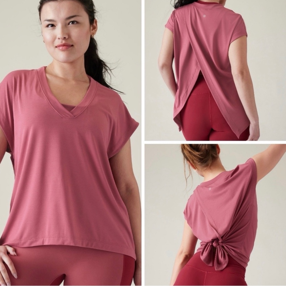 Athleta Explore V-neck Split Back Short Sleeve Tee size xs